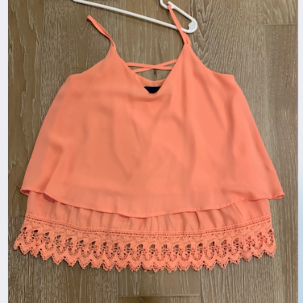 Blue Rain Peach color tank top with lace bottom